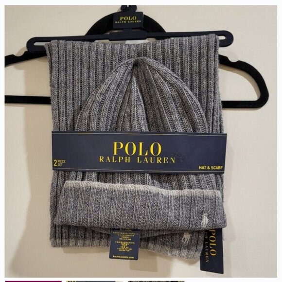 Polo Ralph Lauren Men's Two Piece Hat and Scarf Set - Picture 1 of 3